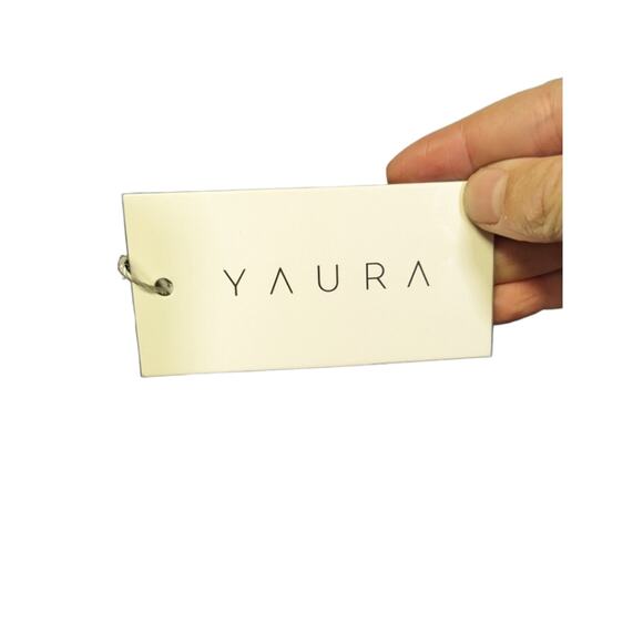 NWT YAURA Satin navy open front trumpet gown with cutout - Picture 9 of 9